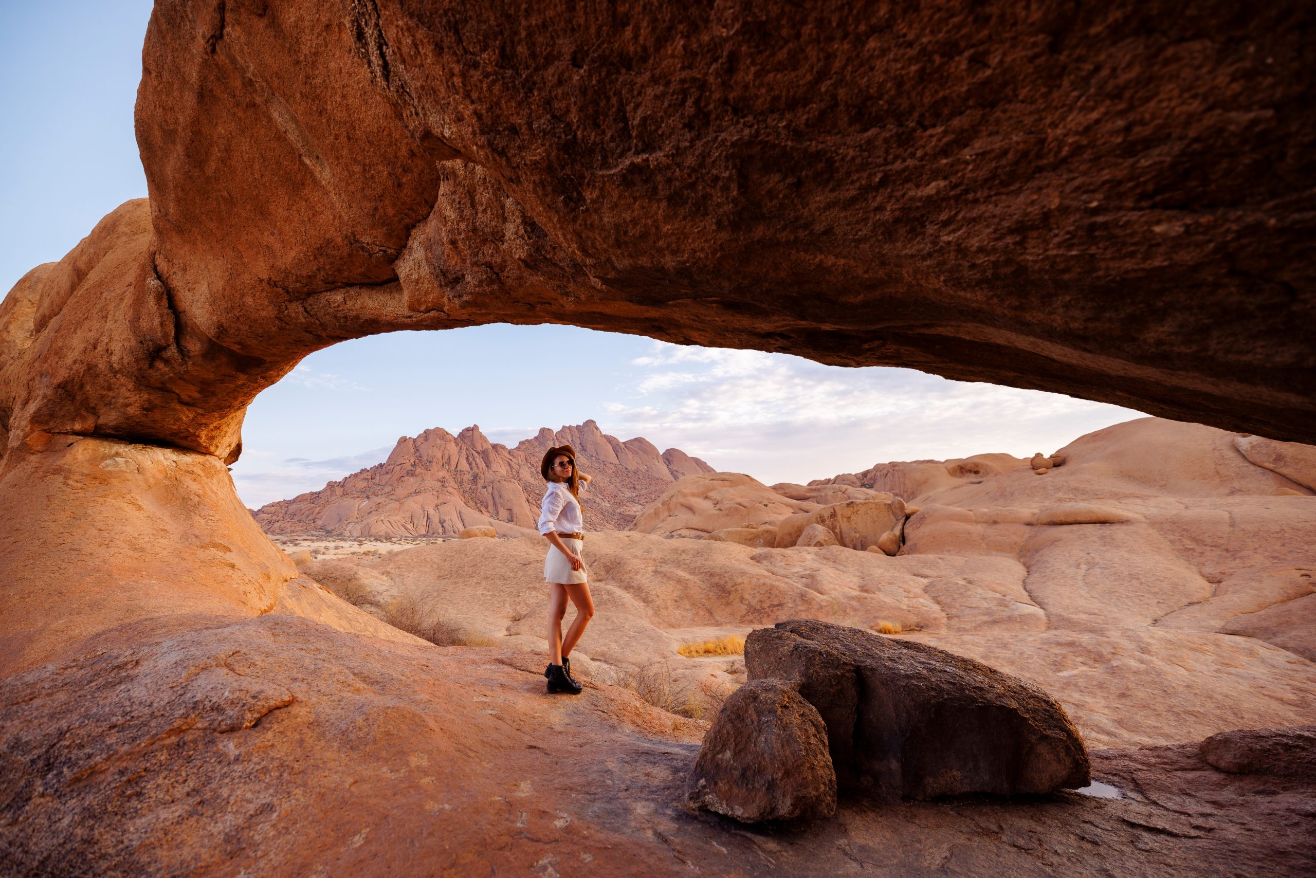 Happy,Woman,Traveling,At,Spitzkoppe,,Namibia Happy,Woman,Traveling,At,Spitzkoppe,,Namibia